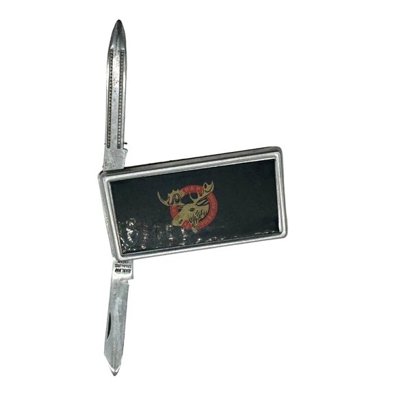 VTG BARLOW CUTLERY JAPAN B60 MONEY CLIP 2 BLADE KNIFE COMBO LOYAL ORDER OF MOOSE - Picture 5 of 5